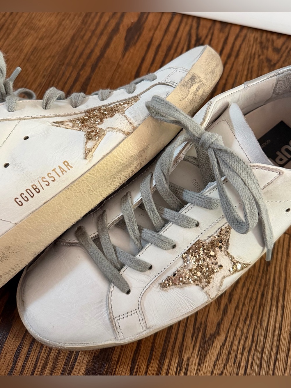 Golden Goose Super Star Sneaker with Gold Glitter Star Accent - 38 - Picture 3 of 7